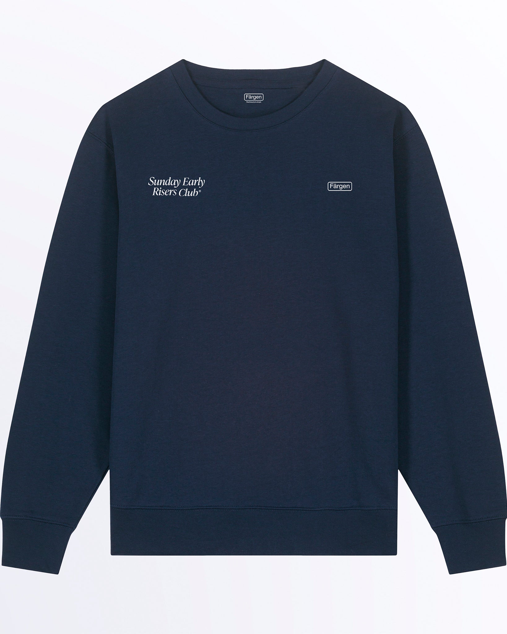 Sudadera Färgen Sunday Early Risers Club unisex, diseño minimalista inspirado en primeras horas del día