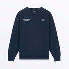 Sudadera azul marino Färgen The Coffee Maniacs Dept con logotipo Färgen Coffee Lab y texto en el pecho.