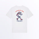 Parte trasera de la camiseta Färgen Lovely Day con gráfico simple y limpio de Johnny Routes, personaje cartoon de Färgen